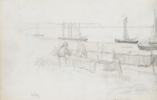 Garntørking og båter på stranden, Rügen