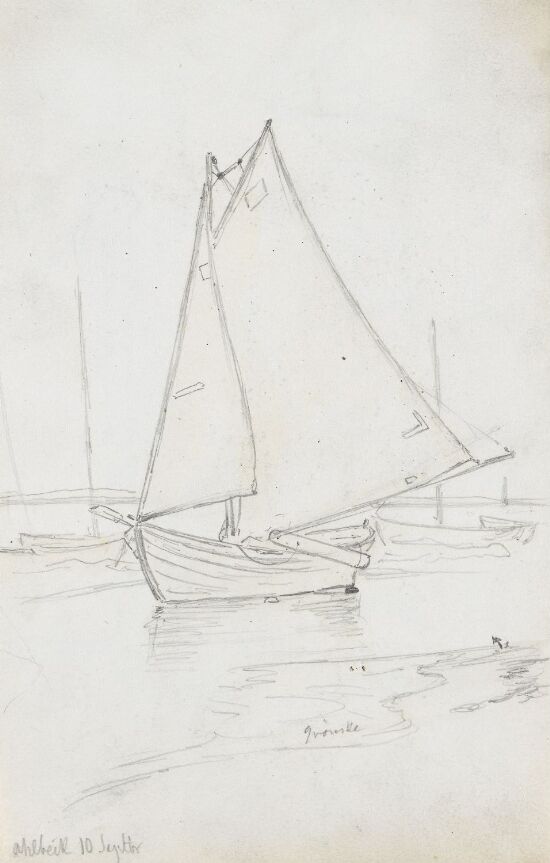Seilbåt ved stranden, Ahlbeck