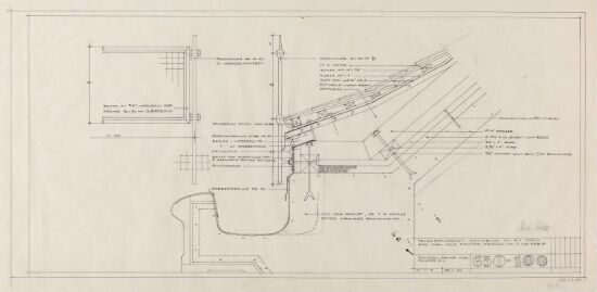 Tilbygg til Telegrafbygningen. Detaljtegning av takrenne