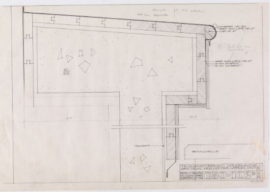 Tilbygg til Telegrafbygningen. Detaljtegning av innvendig kledning av terrasse
