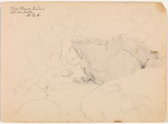 Landskap med klippe og trær, Sogndalsfjøra