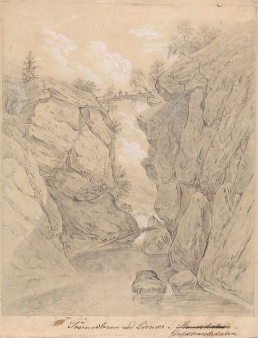 Tromsebroen i Gudbrandsdalen. Etter J. Frich