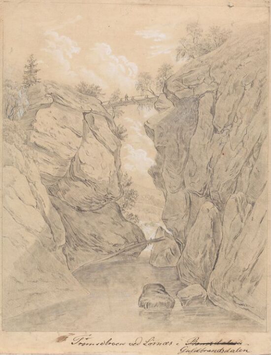 Tromsebroen i Gudbrandsdalen. Etter J. Frich