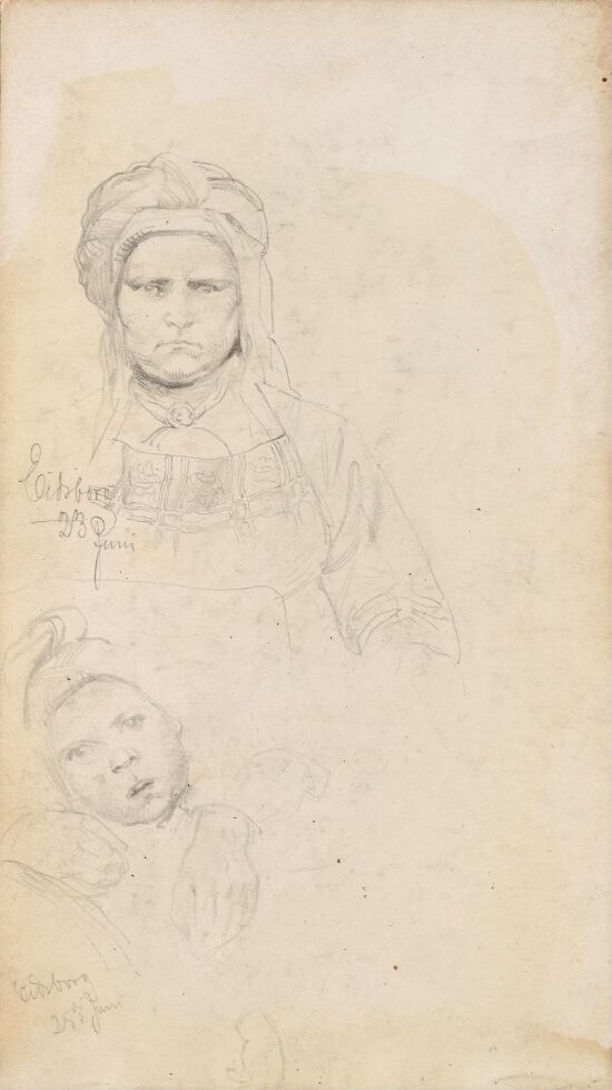 Kvinneportrett, Eidsborg; barneportrett, Eidsborg