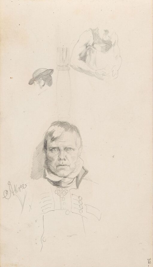 Figurstudier; mannsportrett, Åkre