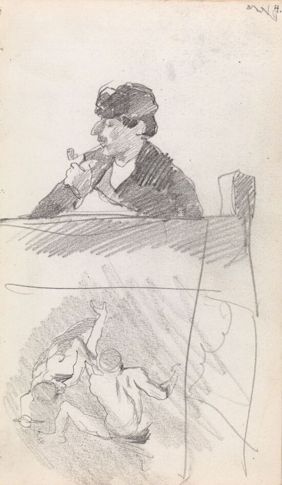 Mann med pipe; Kain dreper Abel. Etter Tintoretto