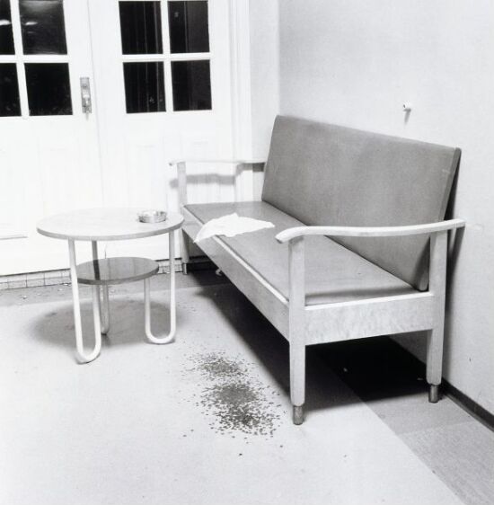 Cigarette marks on the floor