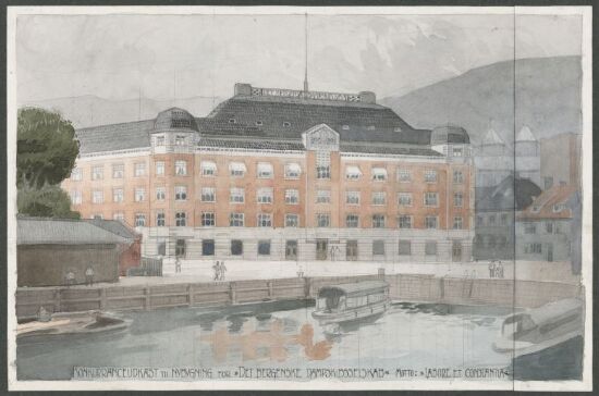 Utkast til ny bygning for Det Bergenske Dampskipsselskap