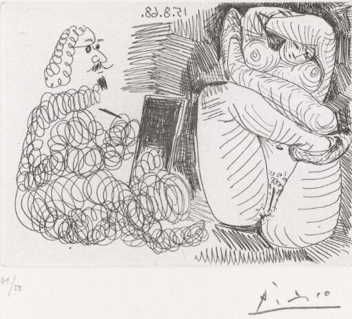 Akrobatisk modell og tegnende mann