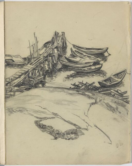 Landscape with pier and boats