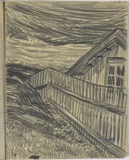 Landscape with fence and house