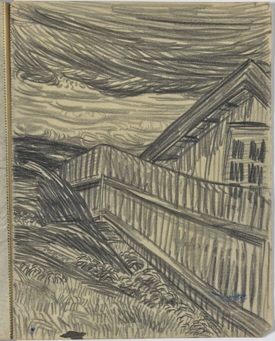 Landscape with fence and house