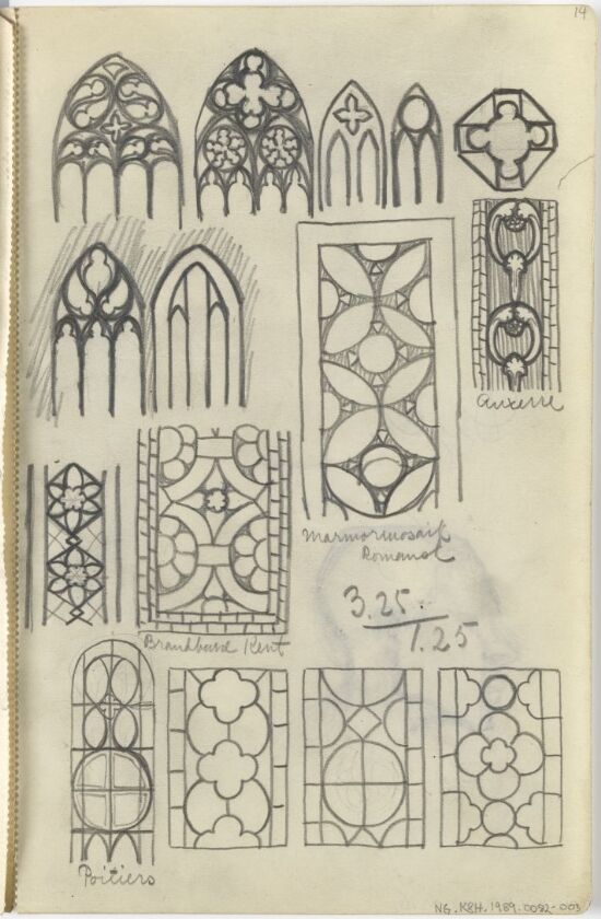 Studie av vinduer i katedralen i Poitiers