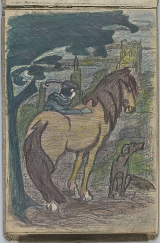 Mann med hest og hund