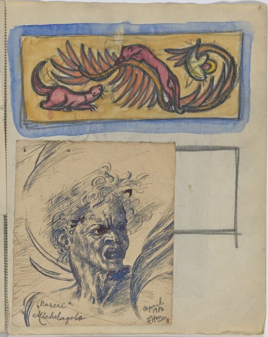 Ornamentation; Fury, after Michelangelo