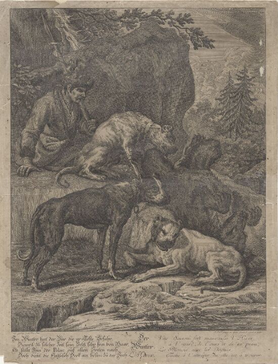 Bjørnejeger med sine hunder