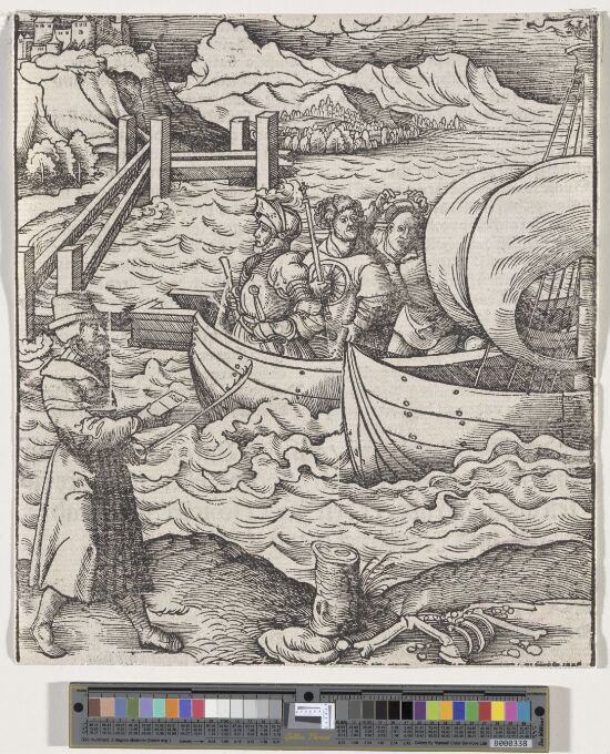 Ridder Theuerdank og hans ledsagere ombord i et skip