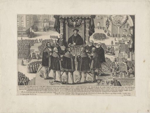 Keiser Karl V og andre mektige menn representert på Riksdagen i Ausburg i 1630