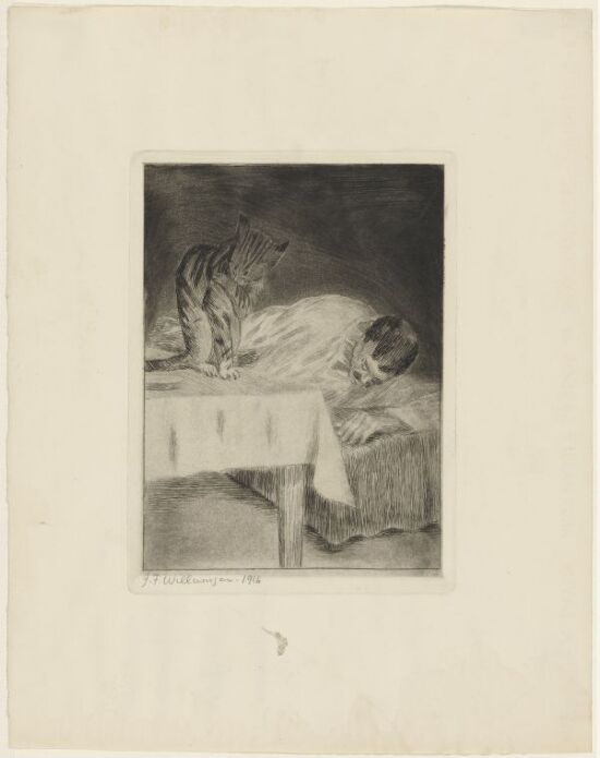Sleeping Man and Cat