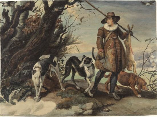 Jeger med hund. Etter Jan Wildens
