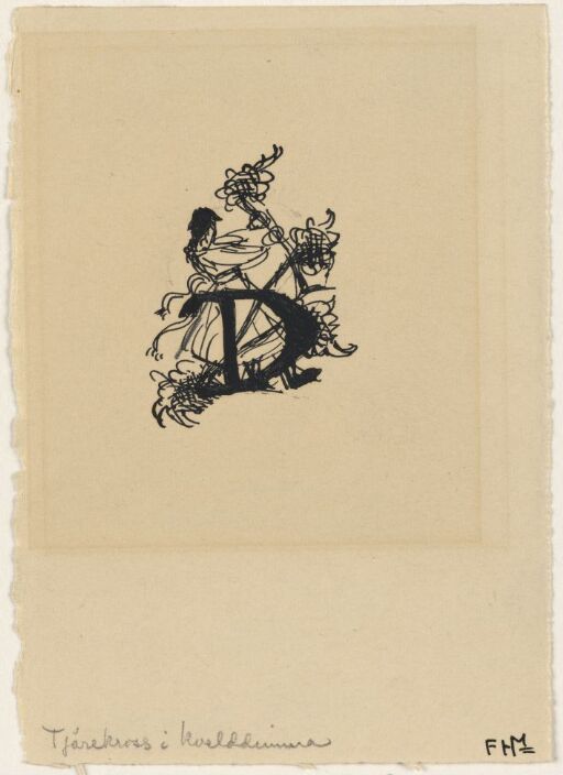 Study for Initial H.  For "Hagbart Meistarmann and rakkar-ætti"