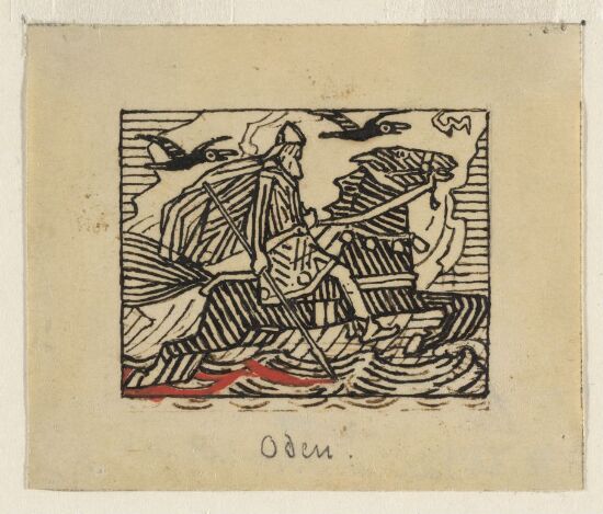 Odin. Vignett til Harald Hårfagres saga, Snorres Sturlason, Kongesagaer, Kristiania 1899