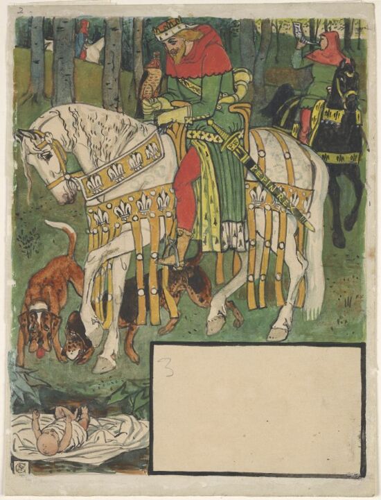 Kong Pepin på jakt finner det nyfødte barn ute i skogen