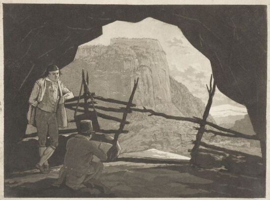 Utsikt fra en fjellgrotte i Aurlandsdalen