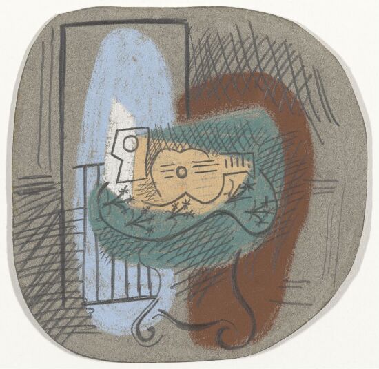 Komposisjon med bord og gitar