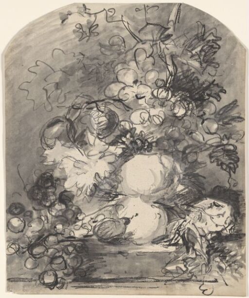 Still life with flowers and fruit