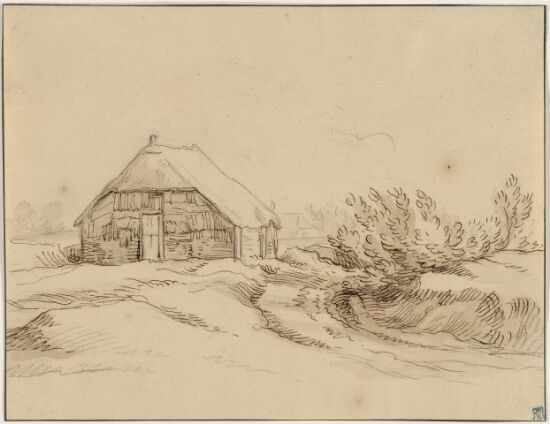 Landskap med gårdshus