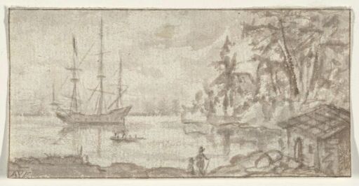 Coastal Landscape with Sailing Ship