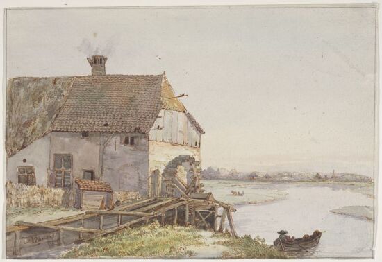 Bondehus med vannmølle