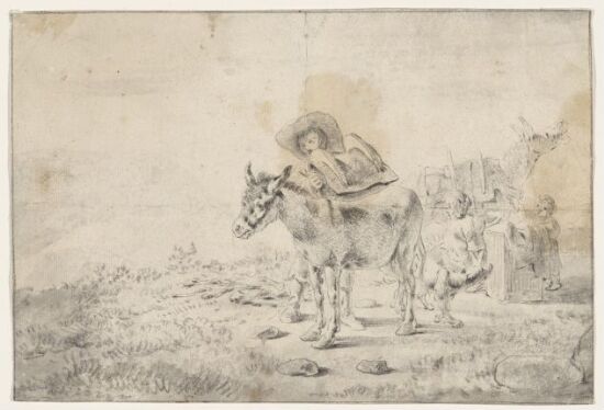 Bondefamilie og to esler