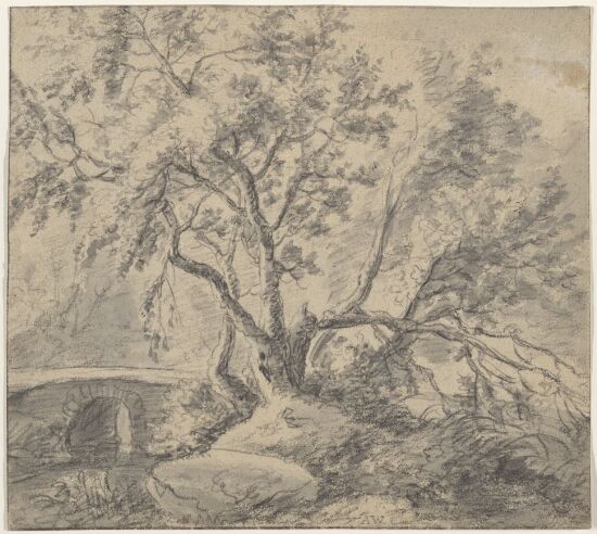 Landskap med steinbro