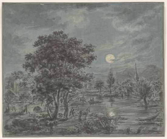 Elvelandskap i måneskinn