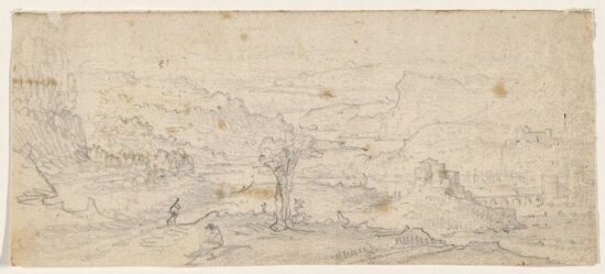 Landskap med fjell og elv