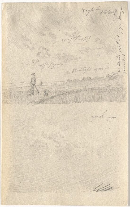 Landscape with man and dog