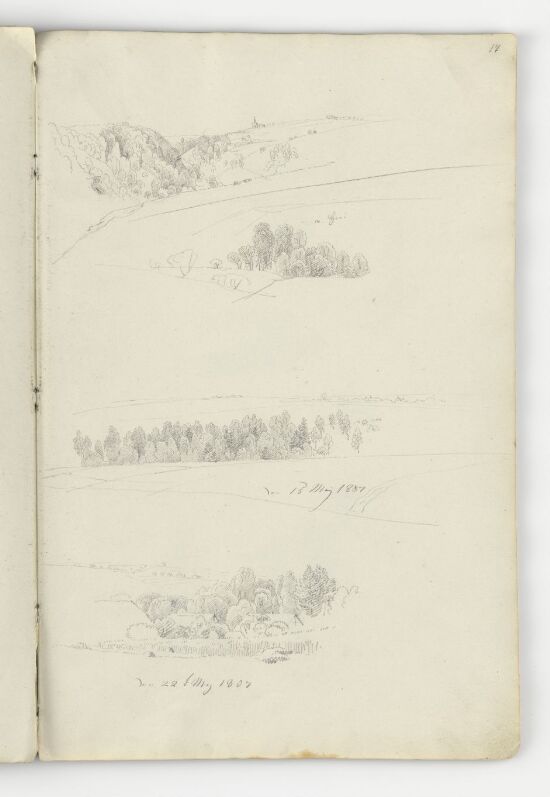 Fire landskapsstudier med trær og hus