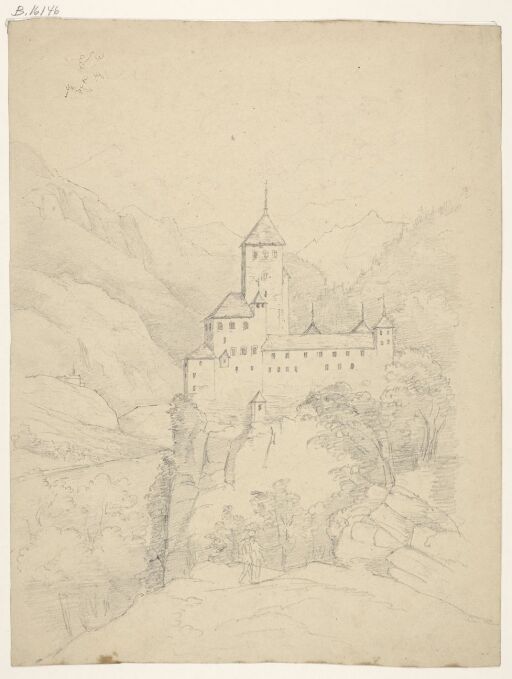 Mountain Landscape with Castle and two Figures