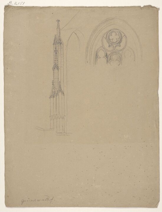 Arkitekturstudier, gotisk fiale og vindusparti