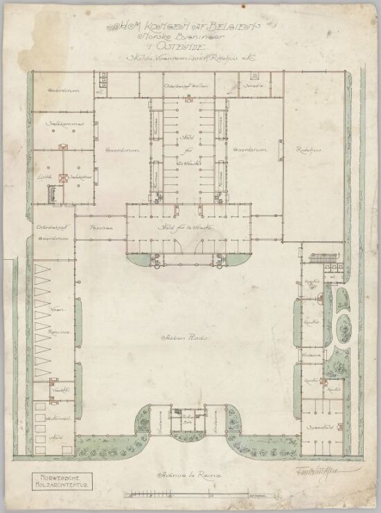Stables from the King of Belgium's Norwegian Houses in Ostend, plan