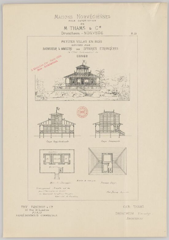 Små hus i tre for utenriksministeren i fristaten Kongo