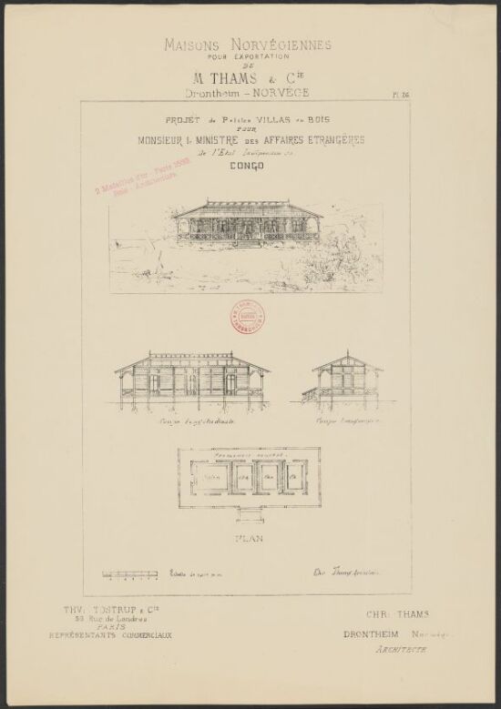 Prosjekt for små villaer i tre for utenriksministeren i fristaten Kongo