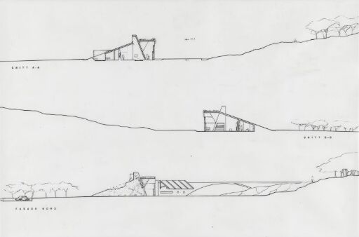 Design for a Rock Carving Museum, north elavaton and section