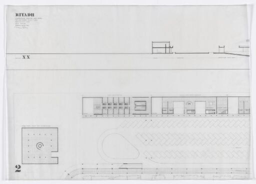 Conference center and hotel in Riyadh. Plan and section.