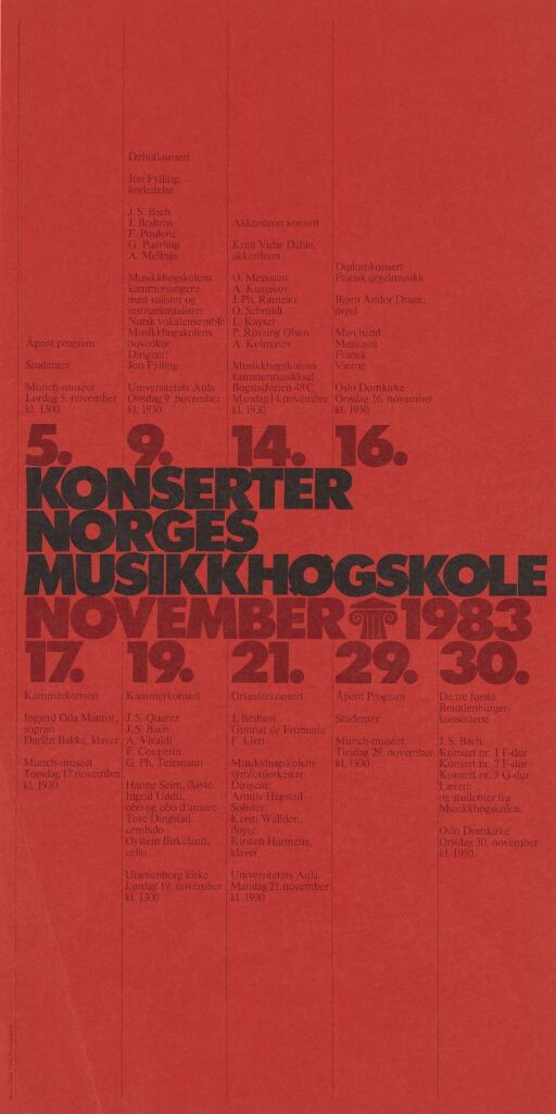 Konserter Norges musikkhøgskole november 1983