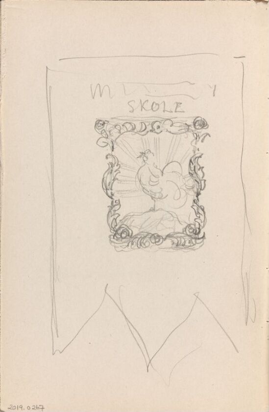 Hane i soloppgang. Utkast til skolefane