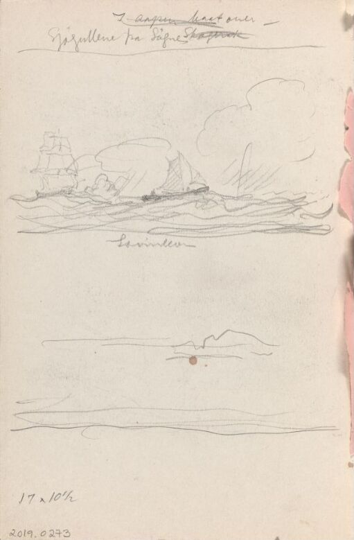 Sketch for illustration to 'The Sea Boys from Søgne' in Nordahl Rolfsen's 'Lesebok for folkeskolen', Oslo 1926