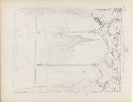 Utkast til illustrasjon med kirke